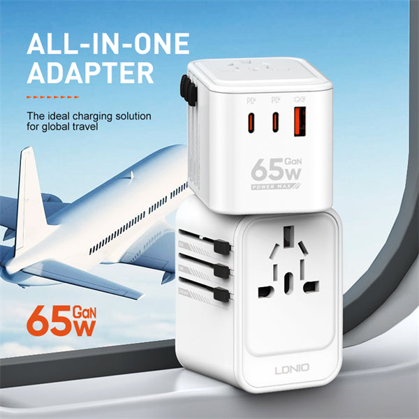 LDNIO - 65W 3-PORT GaN Travel Converter Adapter (UK/US/AU/EU)